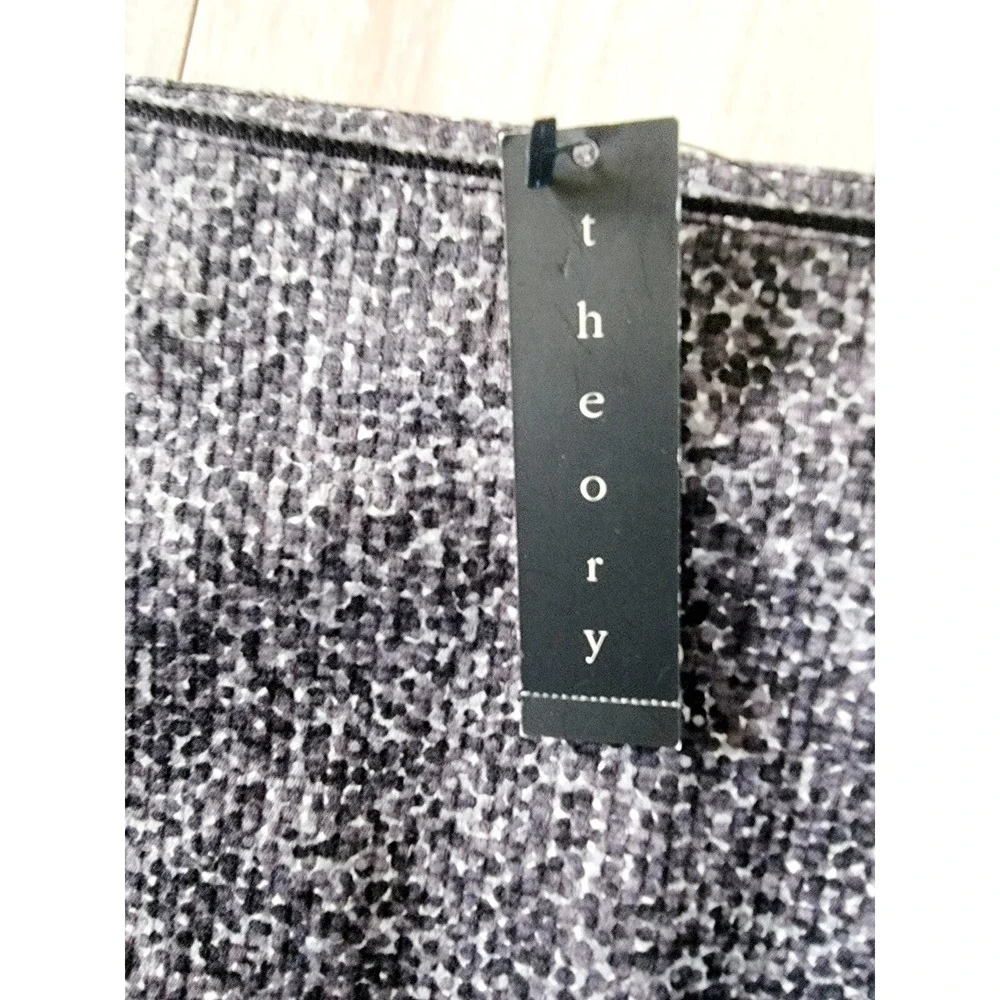 Theory 4 Skirt Black Gray White Pencil Tweed Uniform Dot Side Zip NWT‎ RV $215
